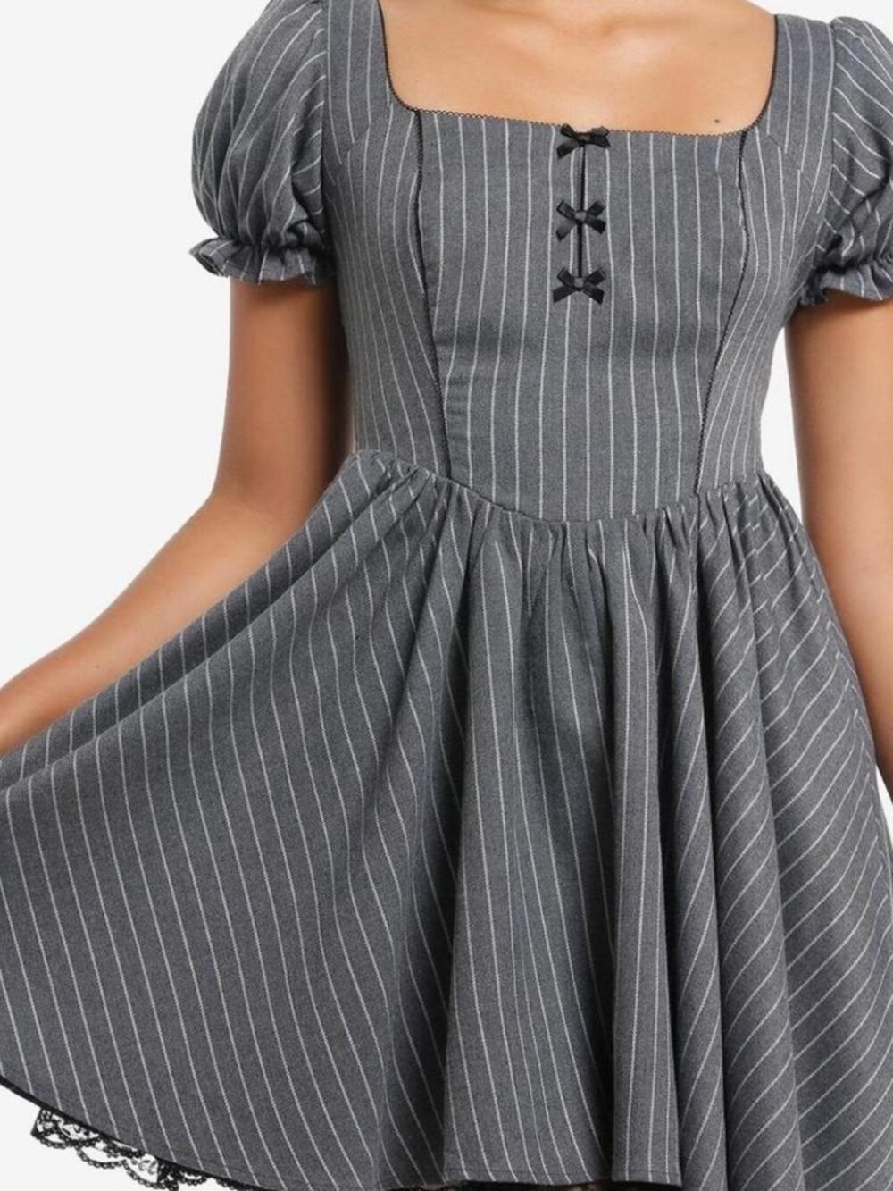 NWT HOT TOPIC Cosmic Aura Gray Pinstripe Dress Size Large